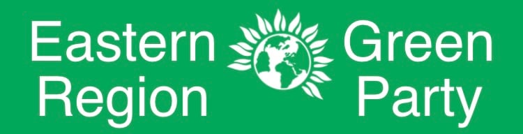 Eastern Region Green Party banner image with the world and petals logo