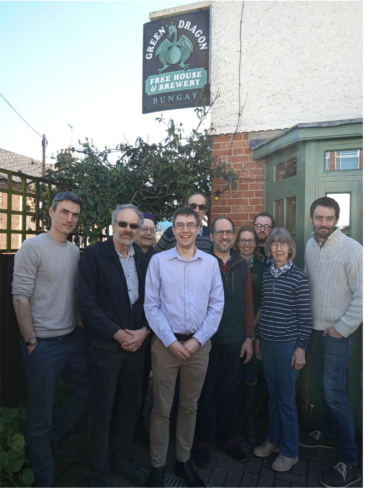 Adrian Ramsay with Green Party members and supporters in Bungay 4th April